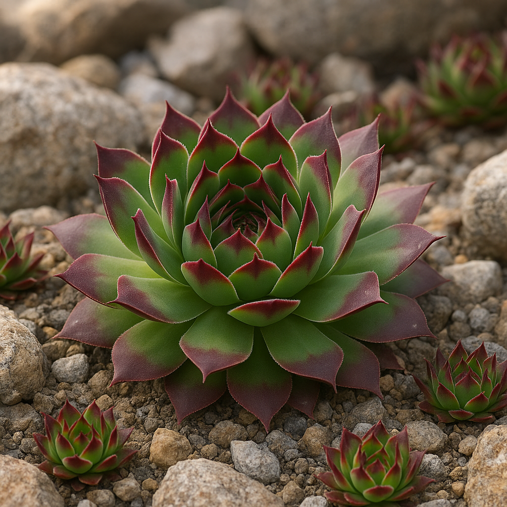 Rojnik królewski – Sempervivum 'King George’ – roślina skalna